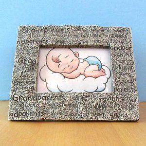 Ceramic Grandparents picture frame - 4 1/2 x 3 photo - grandma & grampa - Cute!